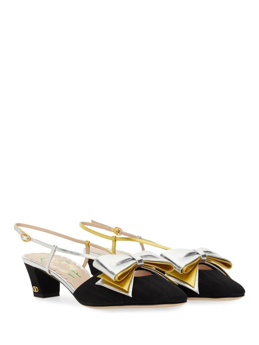 Valentino Garavani 45MM MOIRÉ FABRIC BOWOW SLINGBACK Lodičky