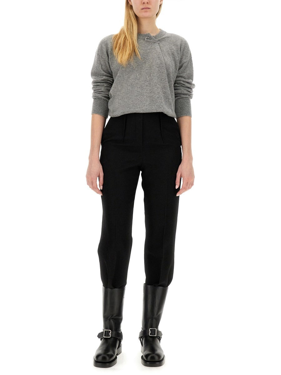 Burberry KASZMIROWY SWETER Z ZAPIĘCIEM TYPU KILT PIN