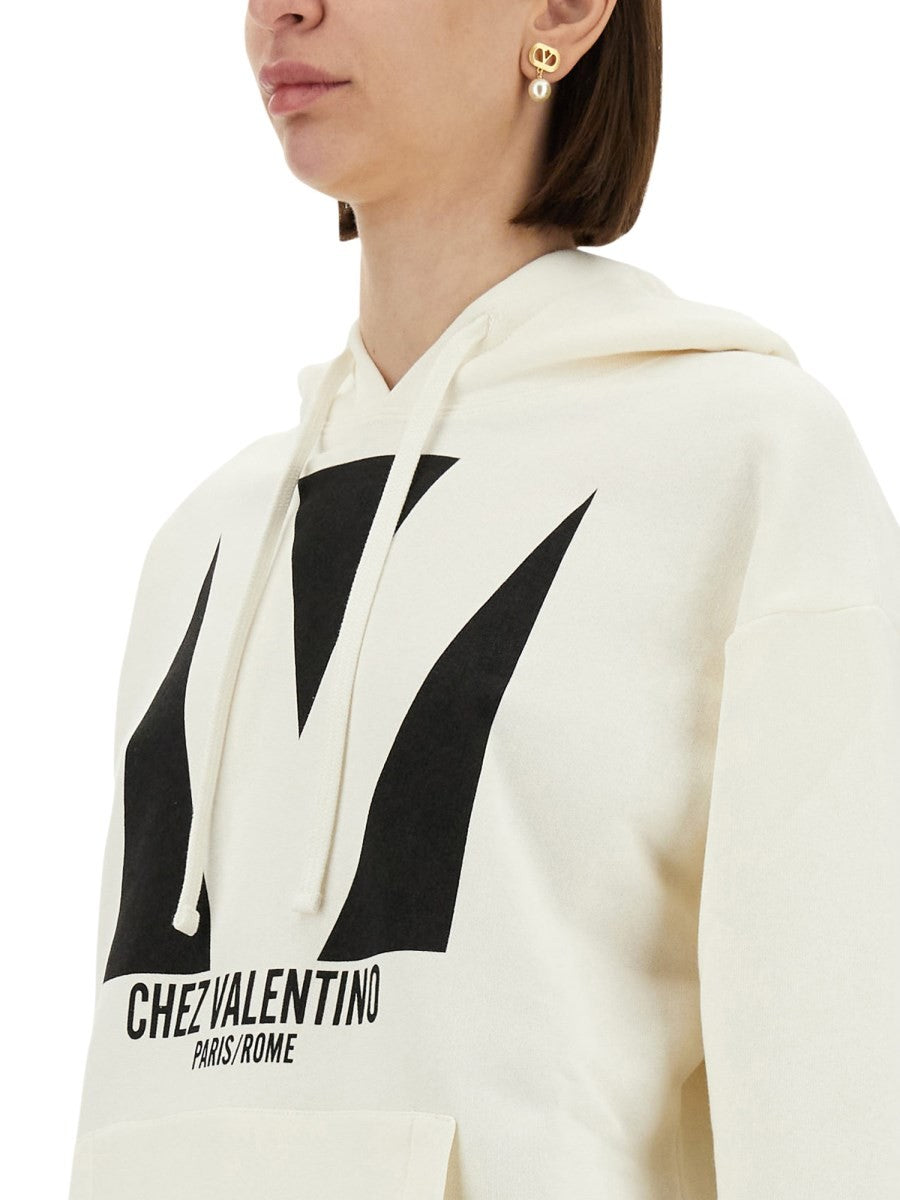 Valentino HOODIE EN COTON AVEC IMPRIMÉ