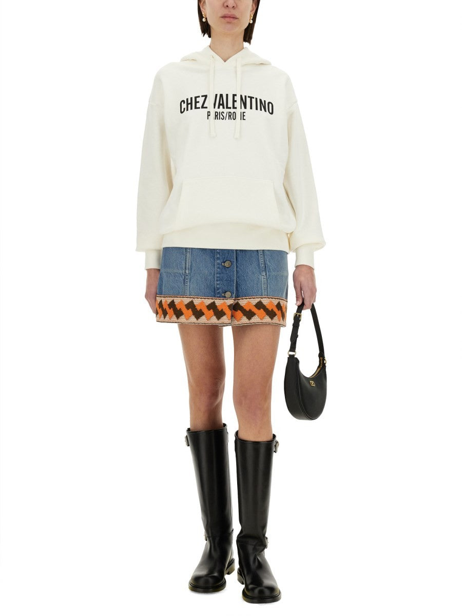 Valentino HOODIE EN COTON AVEC IMPRIMÉ