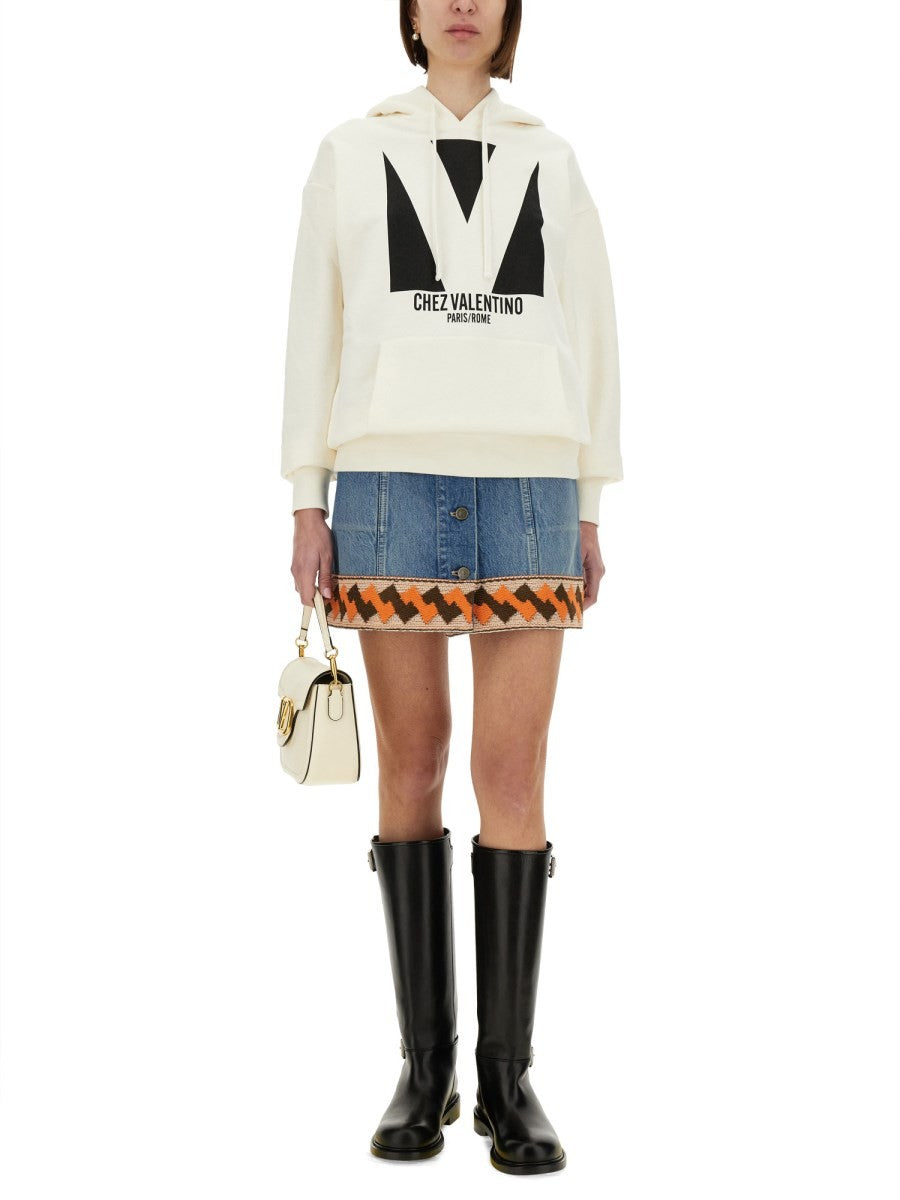 Valentino HOODIE EN COTON AVEC IMPRIMÉ