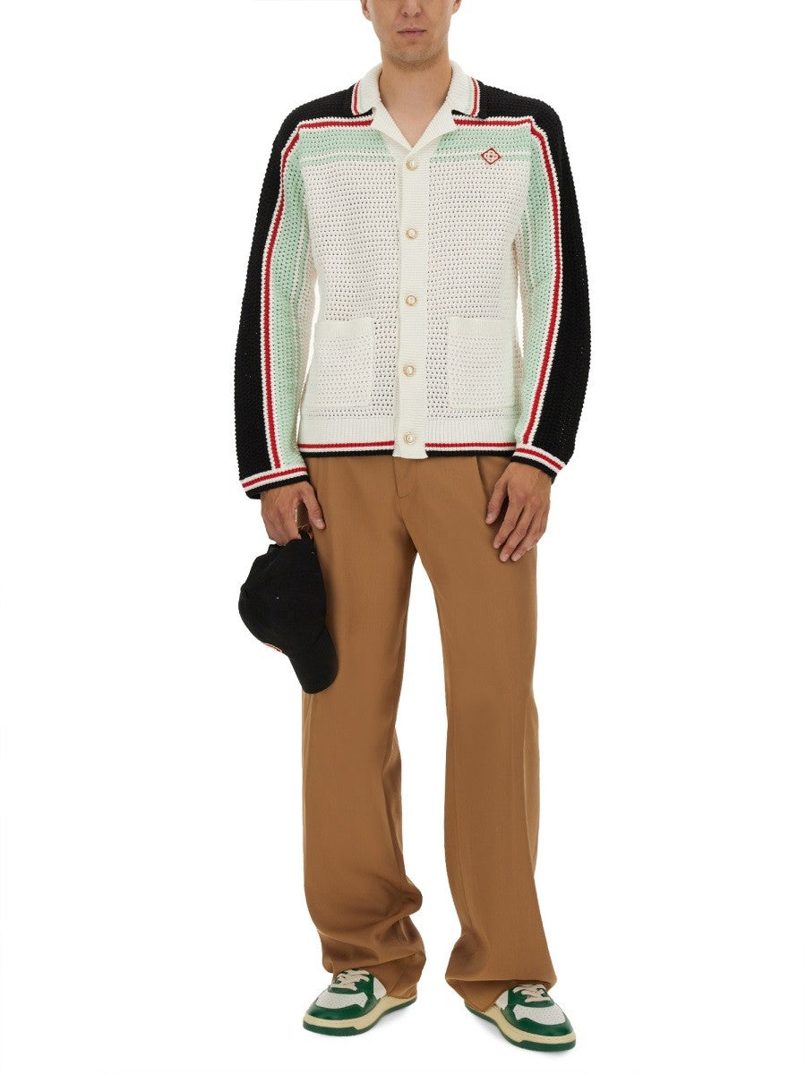Casablanca BAUMWOLL-STRICK TENNIS-SHIRT