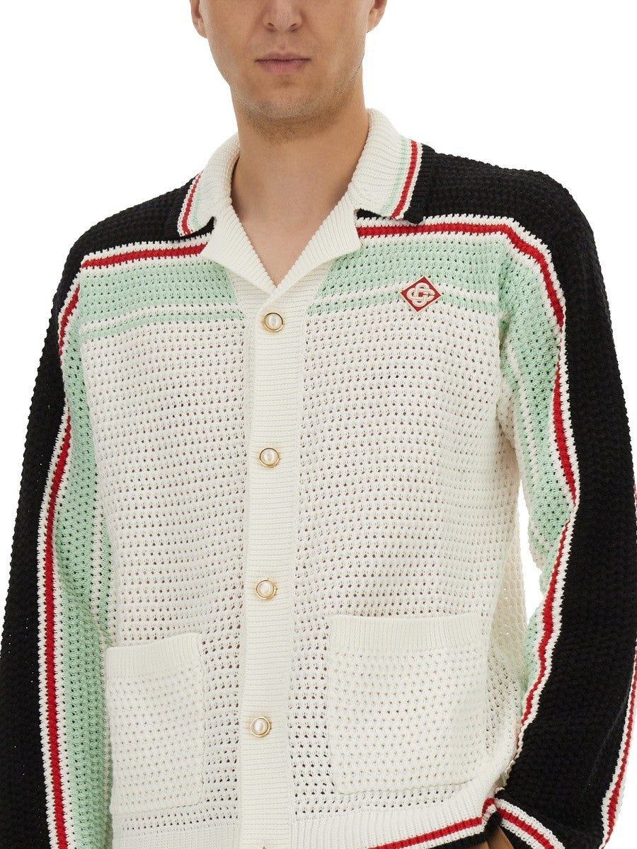 Casablanca BAUMWOLL-STRICK TENNIS-SHIRT
