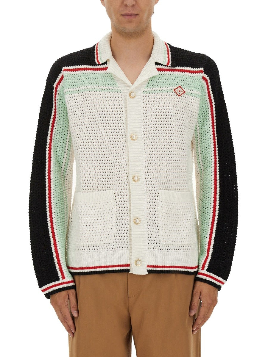 Casablanca BAUMWOLL-STRICK TENNIS-SHIRT
