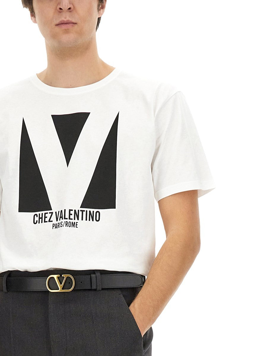 Valentino T-SHIRT EN COTON AVEC IMPRIMÉ "CHEZ VALENTINO"