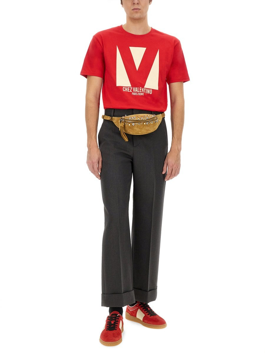 Valentino コットンTシャツ(「CHEZ VALENTINO」プリント付き)