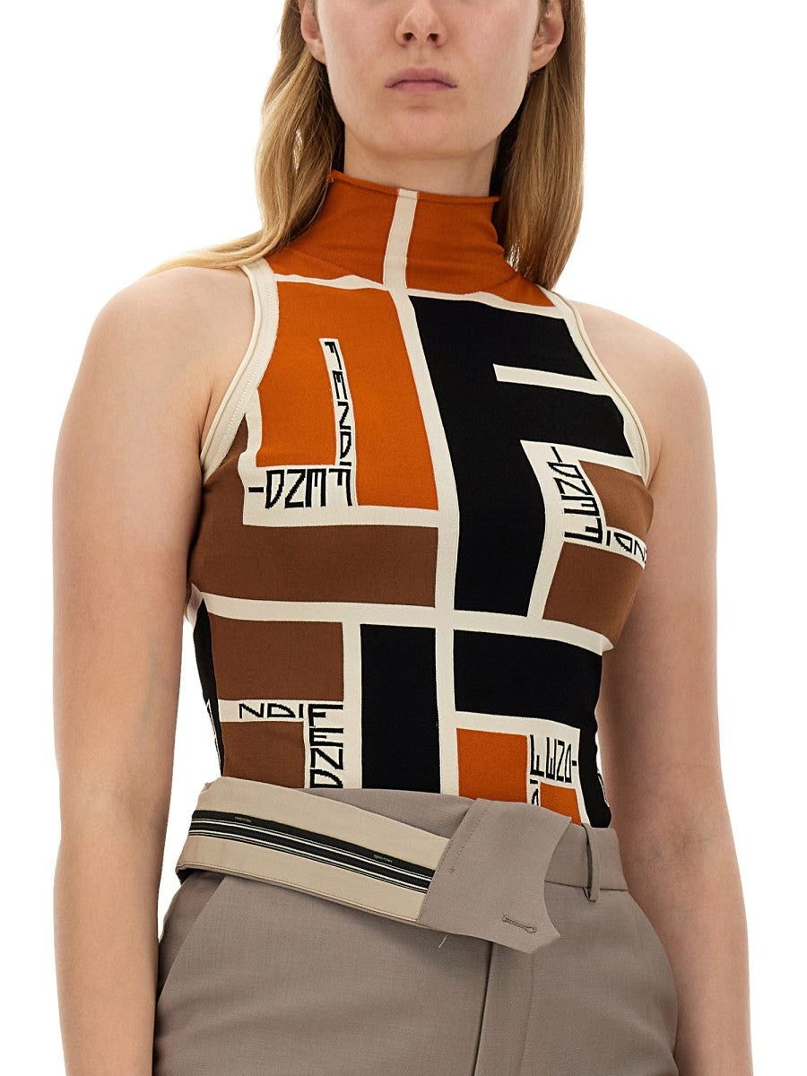 Fendi FF Top z wzorem puzzle