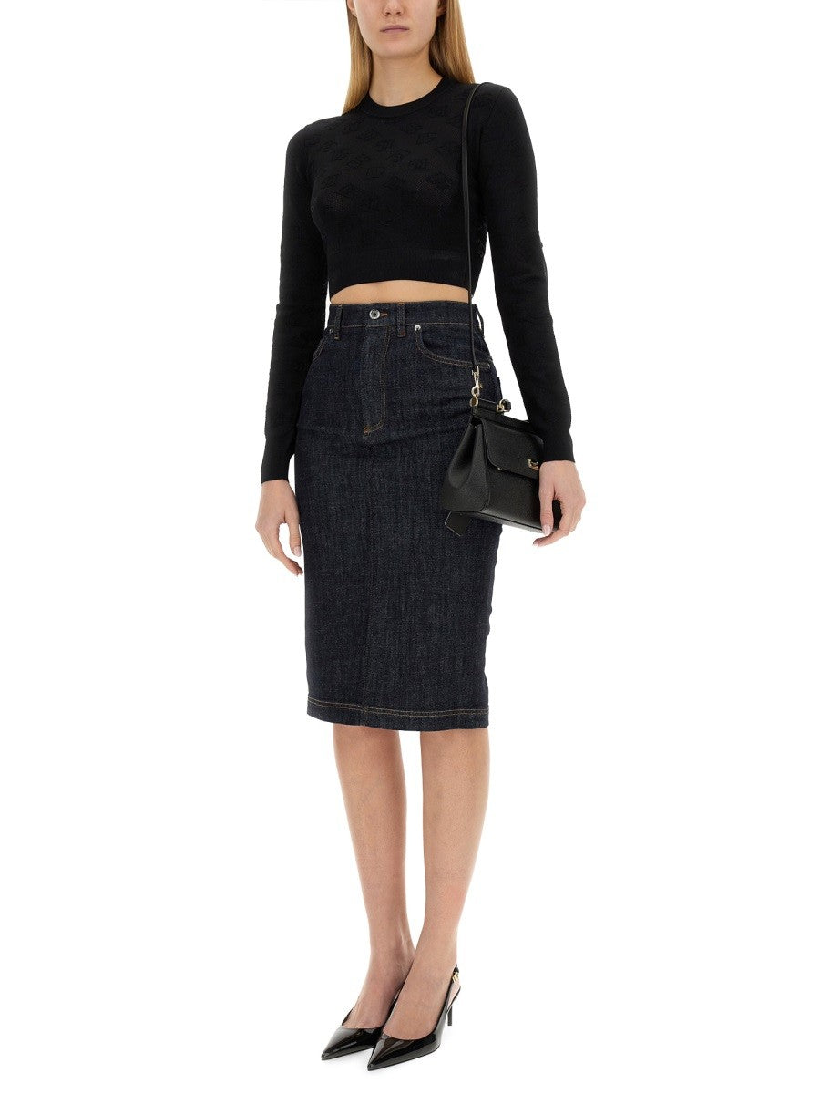 Dolce & Gabbana SWETER Z LOGO ŻAKARDOWYM