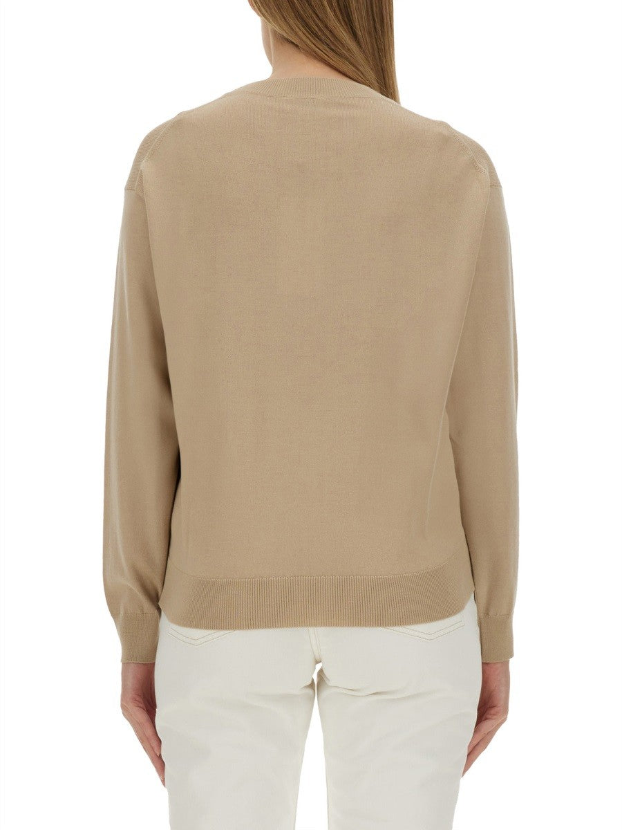 Kenzo SWETER Z DZIANINY Z NASZYWKĄ Z LOGO