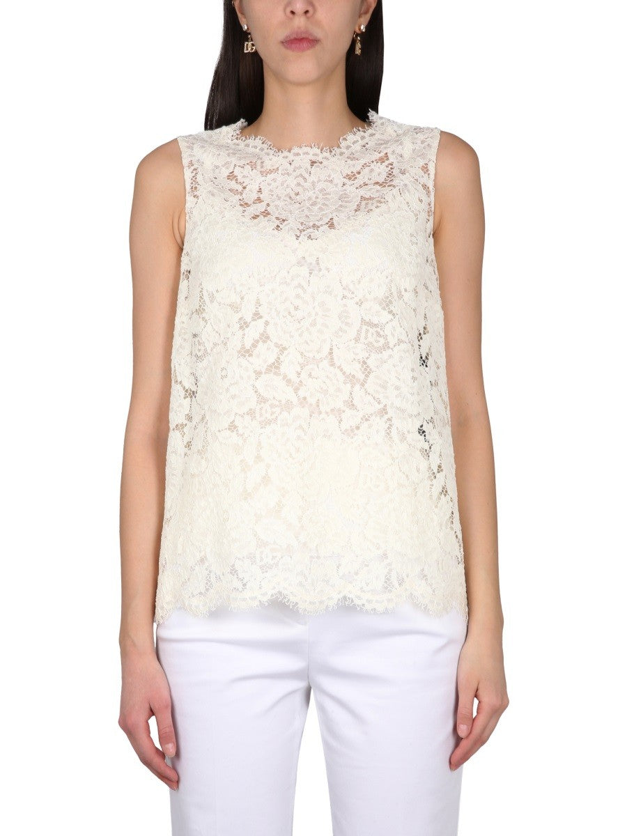 Dolce & Gabbana TOP DE ENCAJE ELÁSTICO CON LOGOTIPO