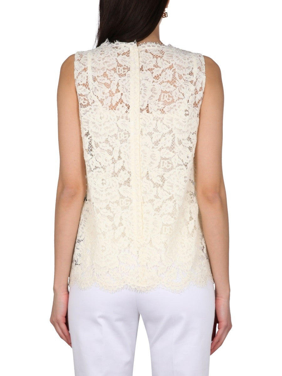 Dolce & Gabbana TOP DE ENCAJE ELÁSTICO CON LOGOTIPO