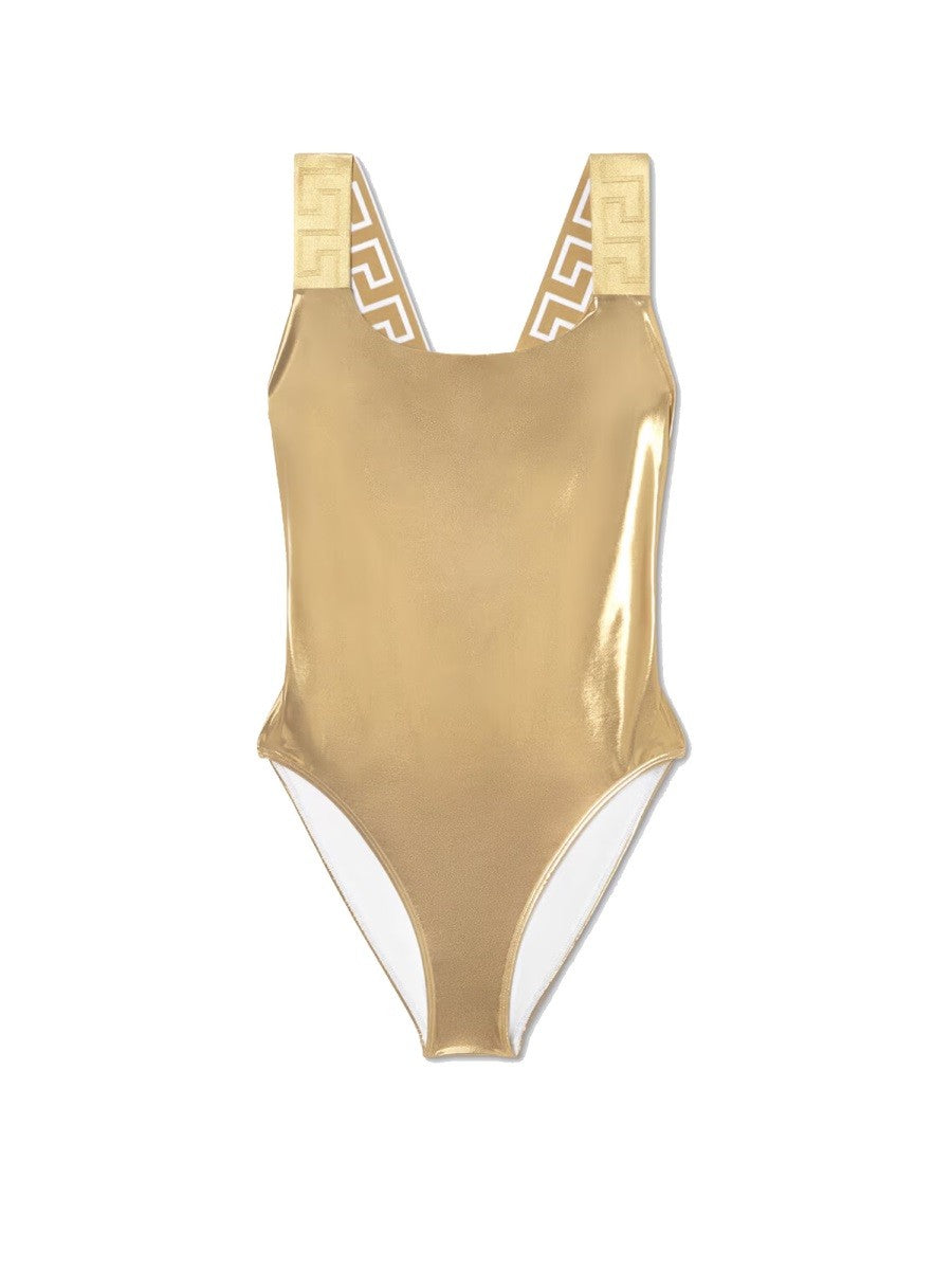 【VERSACE】 ギリシャ風ボーダー ワンピース水着 Versace グリークボーダーワンピース水着 – MoonFits