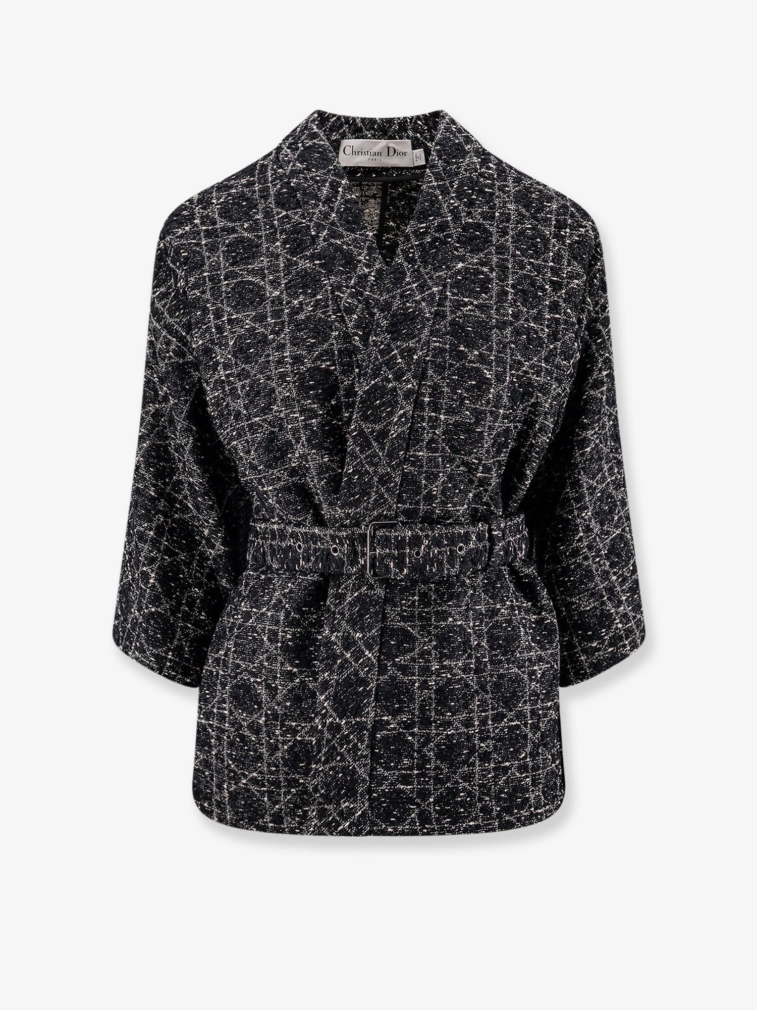 Dior Palto Macrocannage cotton blend tweed blazer | Black