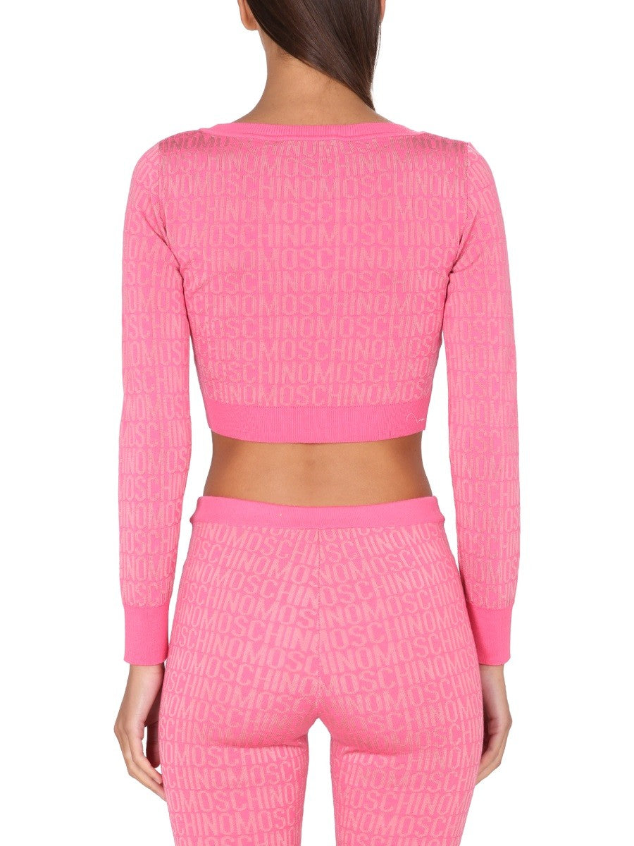 Moschino SVETER S CELOPLOŠNÝM LOGOM
