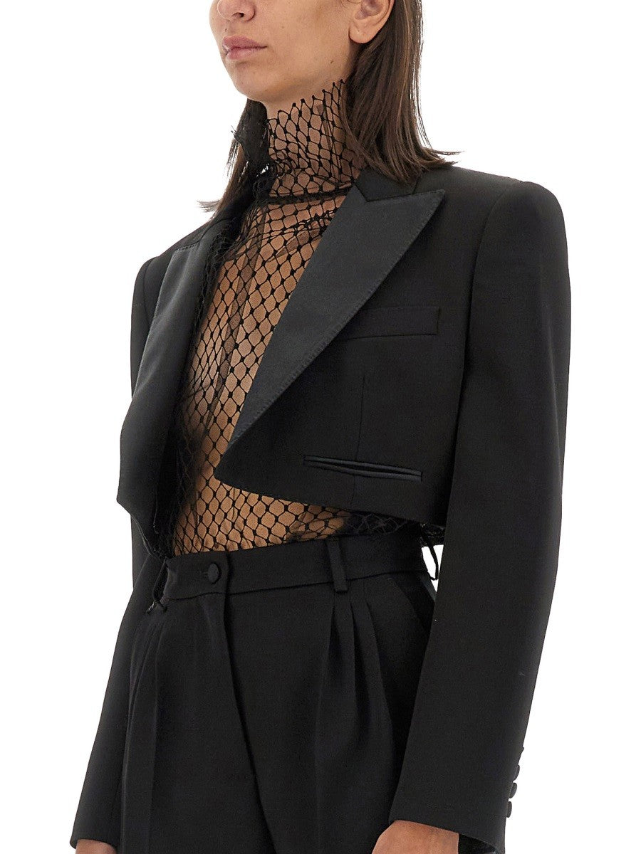 Dolce & Gabbana SPENCER SMOKING Z VLNENEJ GABARDÉNY