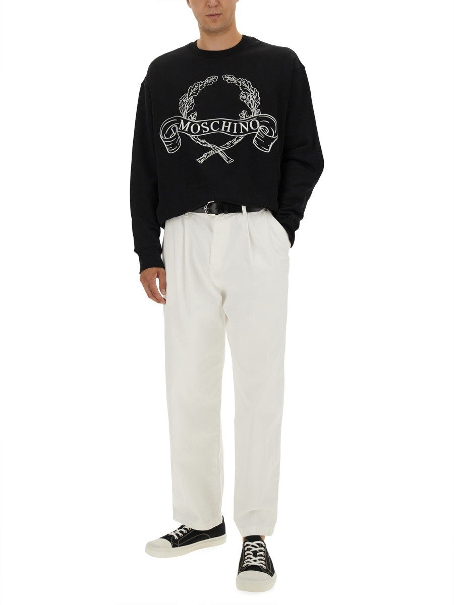 Moschino SUDADERA CON BORDADO DE LOGO DE CORONA DE LAUREL