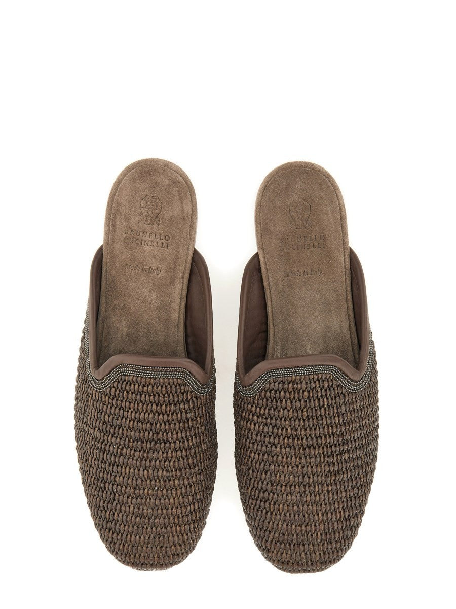 Brunello Cucinelli BABUCHA DE RAFIA TECNO