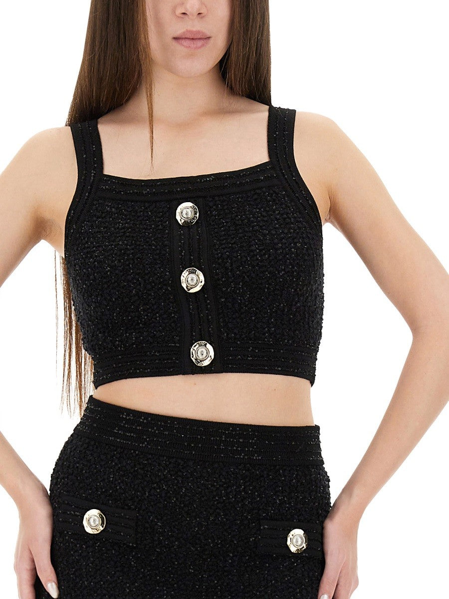 Balmain TRUBOVANÝ CROP TOP
