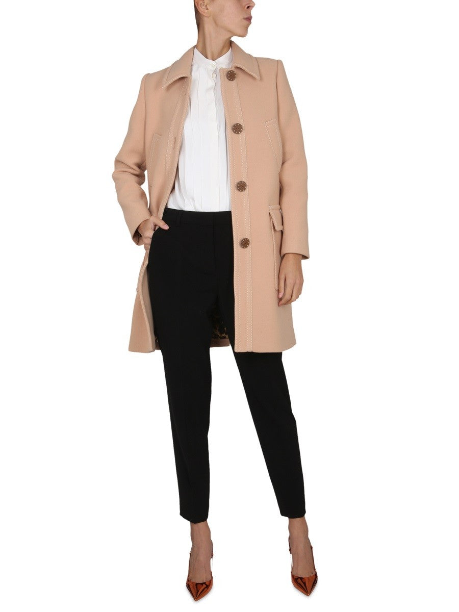 Boutique Moschino PŁASZCZ Z DZIEWICZEJ WEŁNY