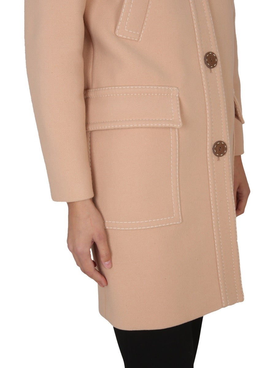 Boutique Moschino PŁASZCZ Z DZIEWICZEJ WEŁNY