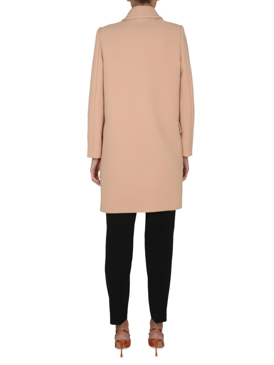 Boutique Moschino PŁASZCZ Z DZIEWICZEJ WEŁNY