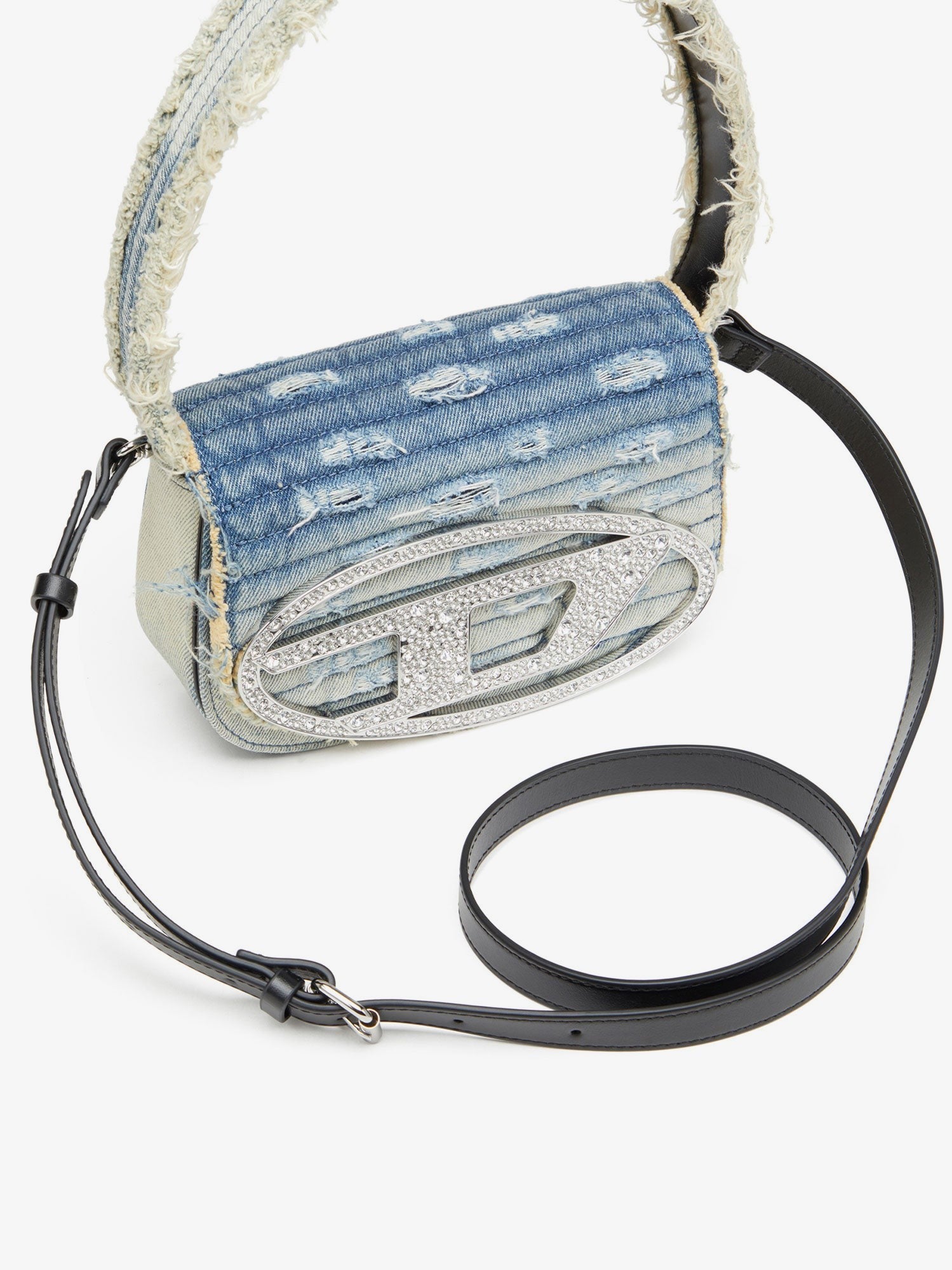Diesel 1DR denim shoulder bag with used effect