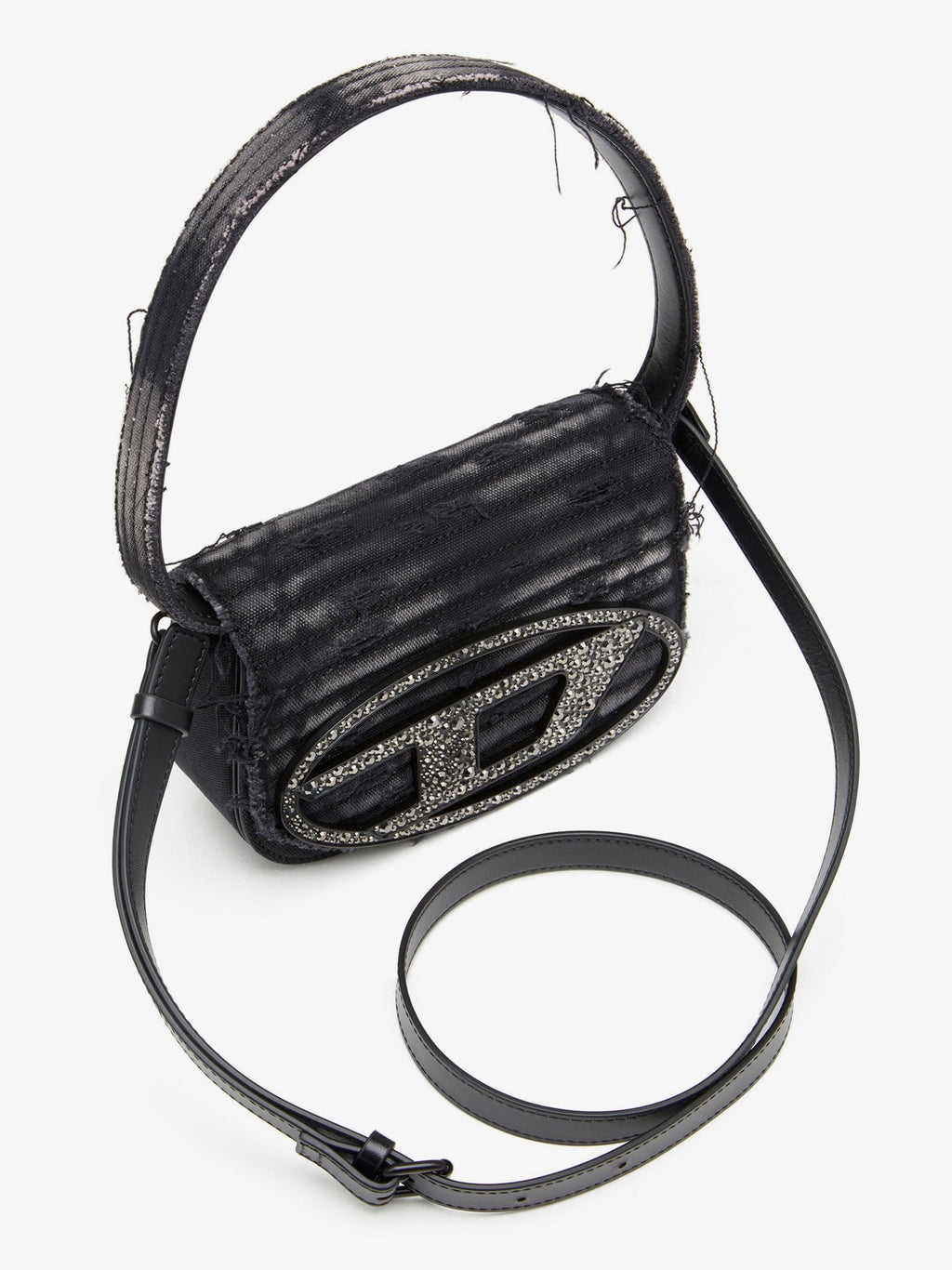 Diesel 1DR denim shoulder bag with used effect