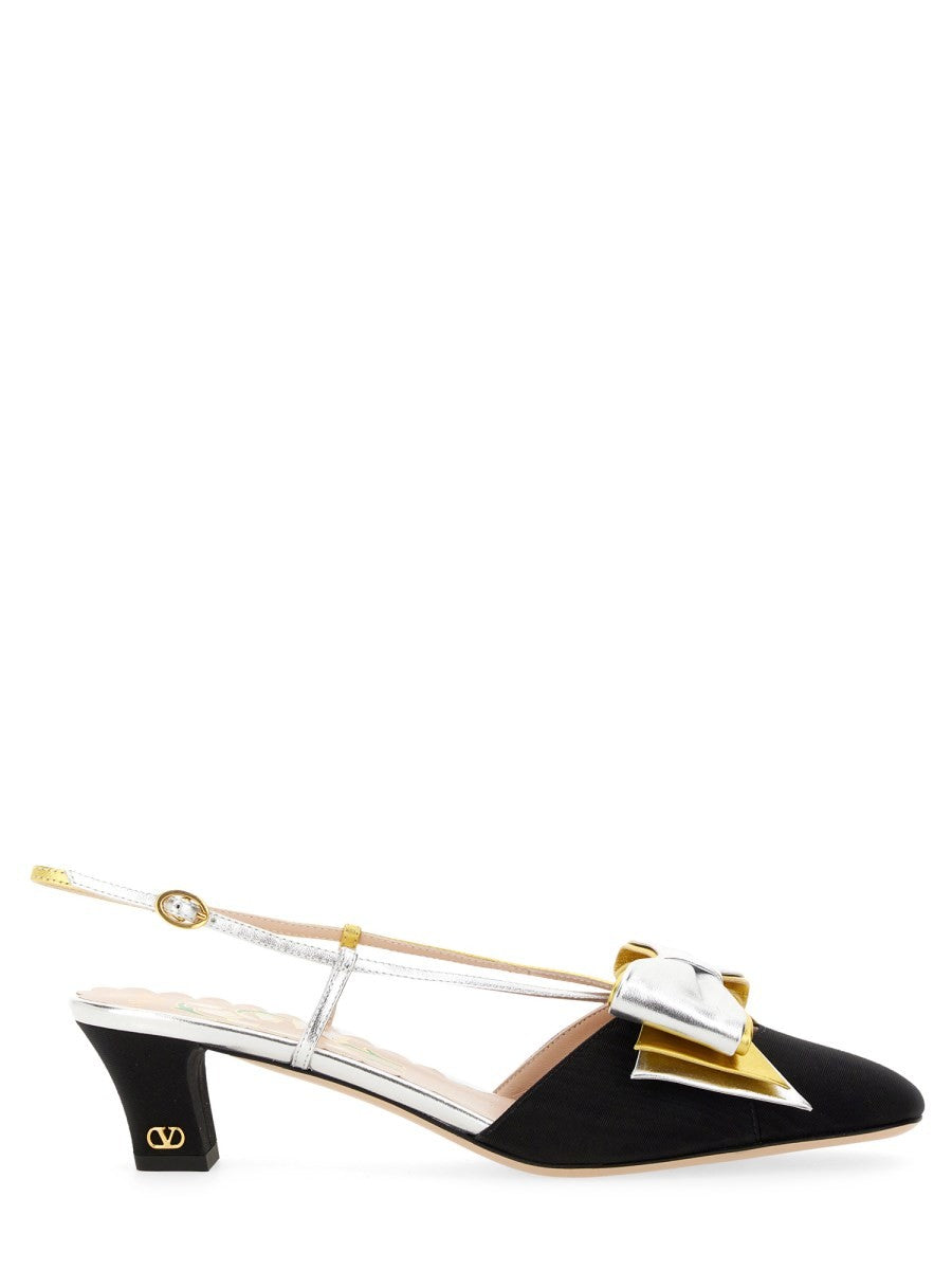 Valentino Garavani 45MM MOIRÉ FABRIC BOWOW SLINGBACK DÉCOLLETÉ