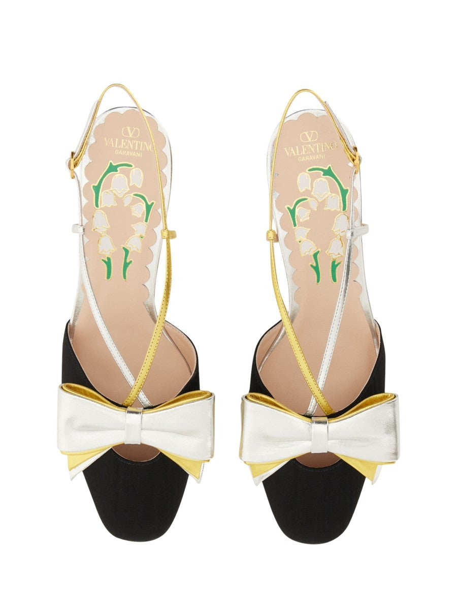 Valentino Garavani 45MM MOIRÉ FABRIC BOWOW SLINGBACK DÉCOLLETÉ