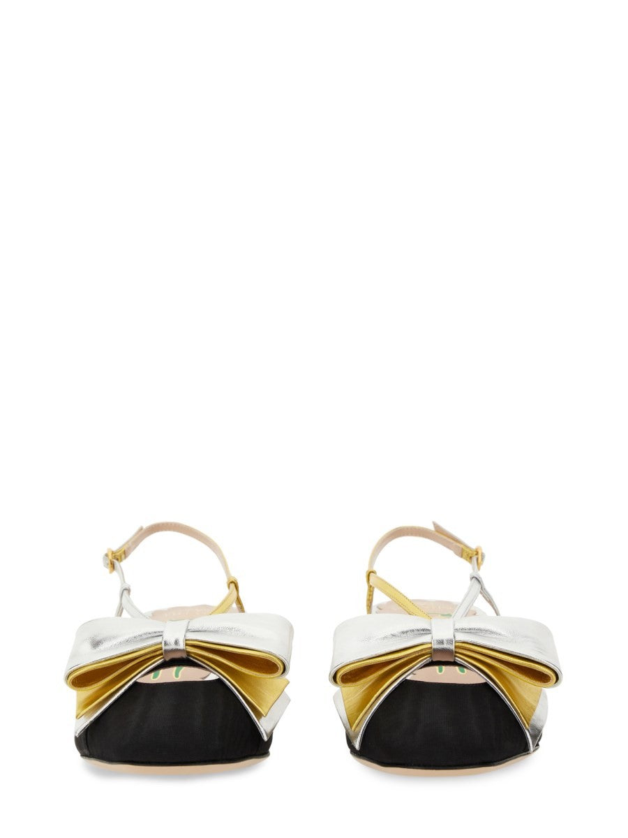 Valentino Garavani 45MM MOIRÉ FABRIC BOWOW SLINGBACK DÉCOLLETÉ