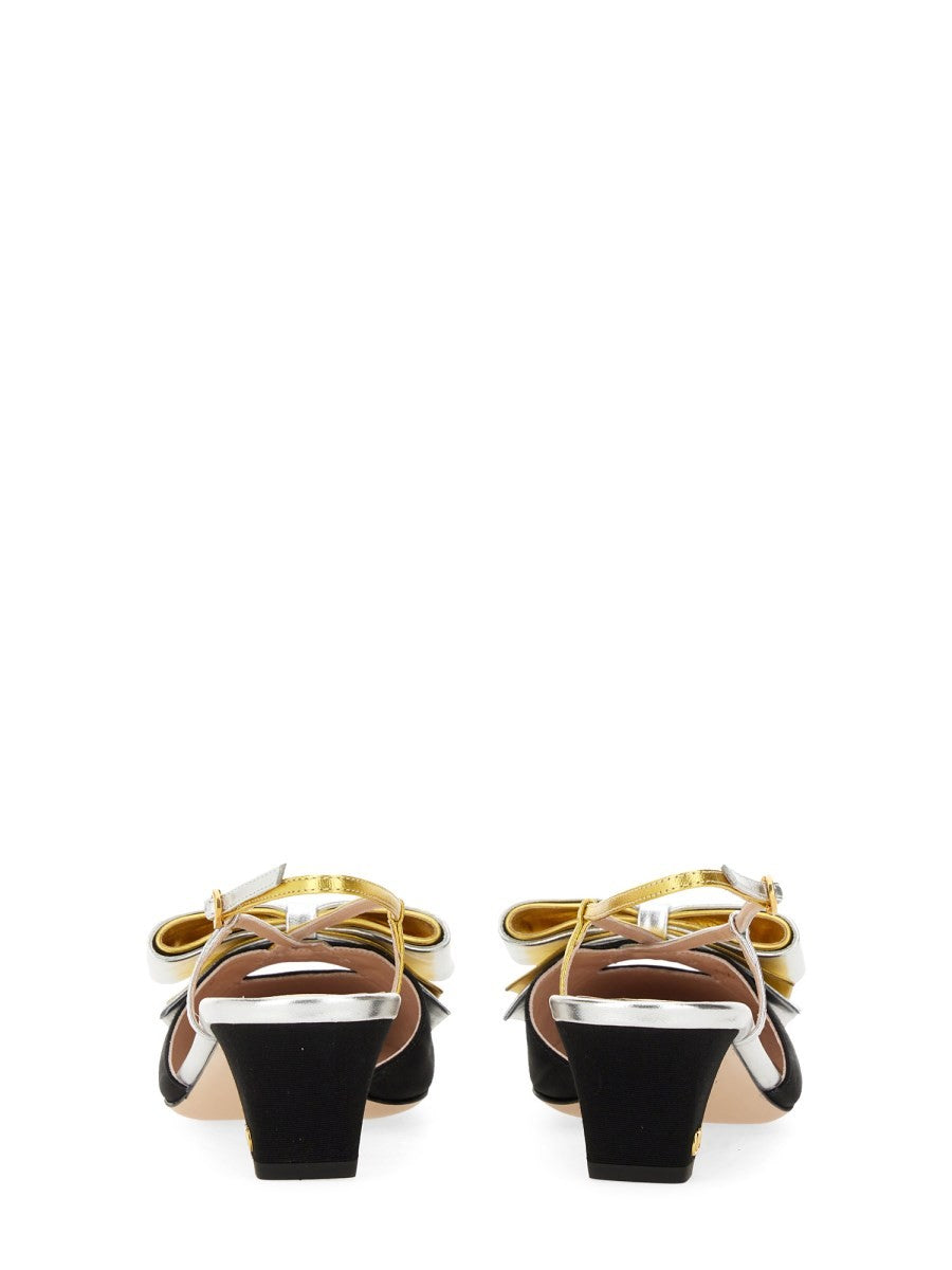 Valentino Garavani 45MM MOIRÉ FABRIC BOWOW SLINGBACK DÉCOLLETÉ