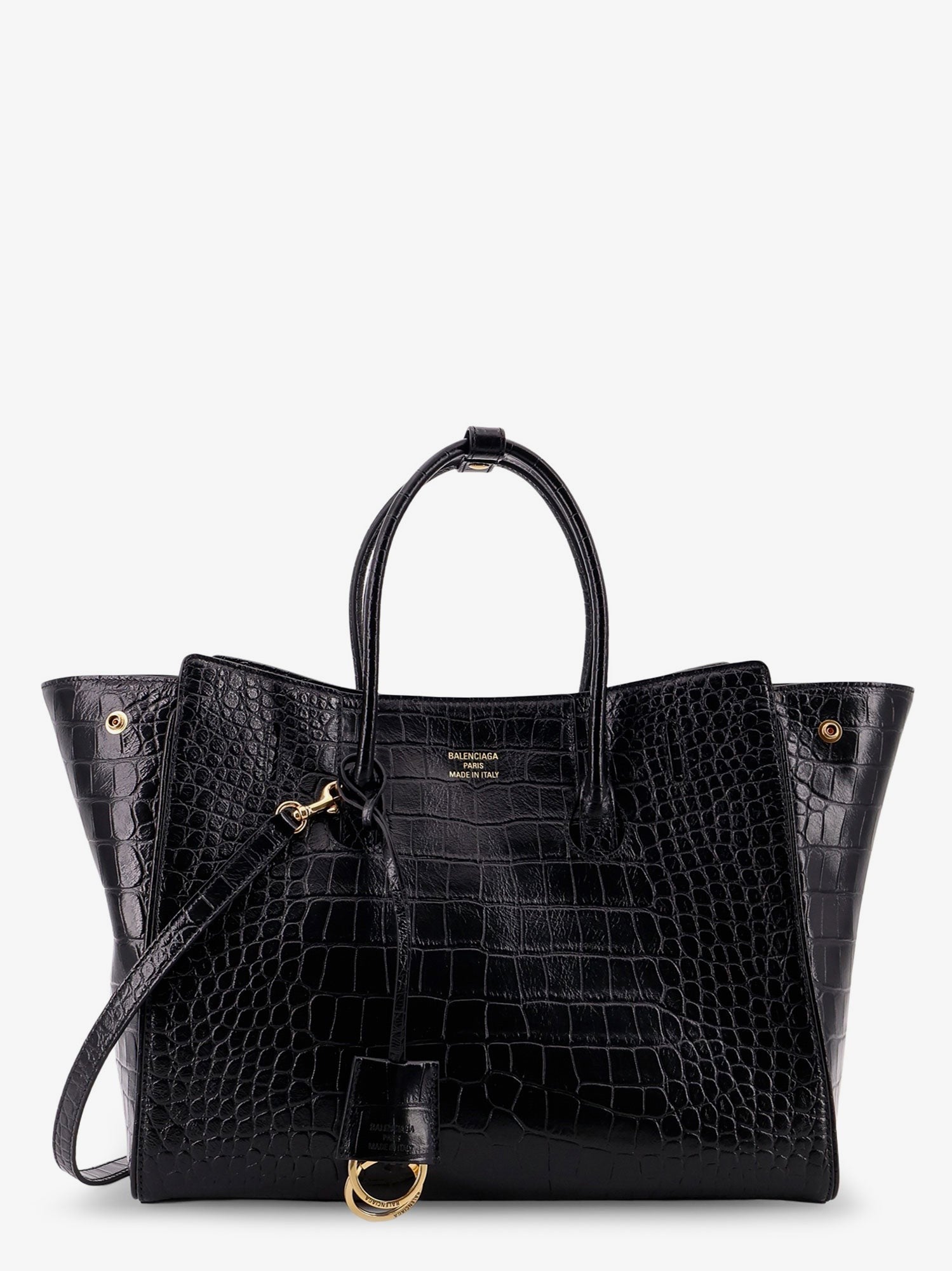 Balenciaga All Hampton Small leather shoulder bag with croco effect