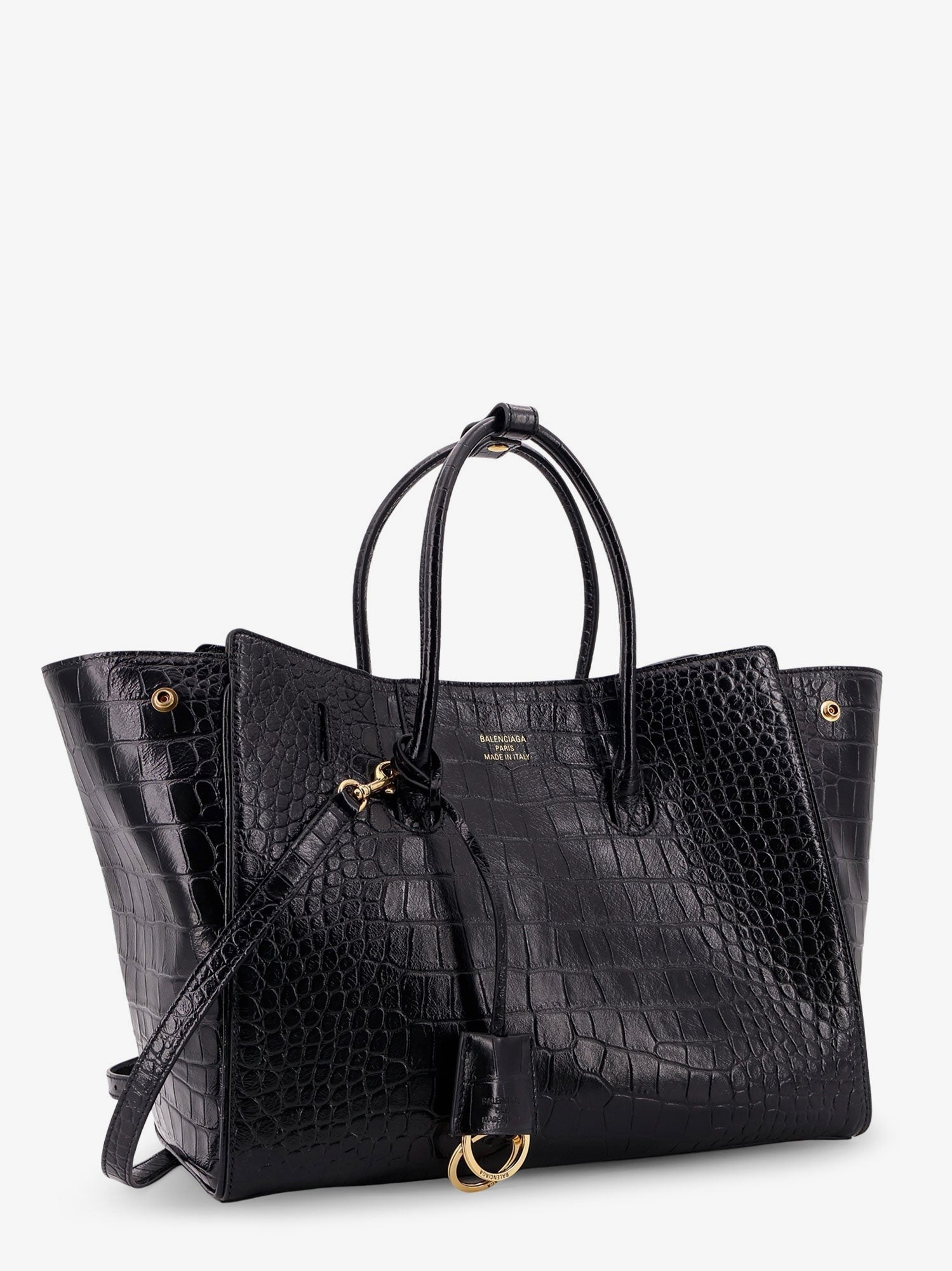 Balenciaga All Hampton Small leather shoulder bag with croco effect