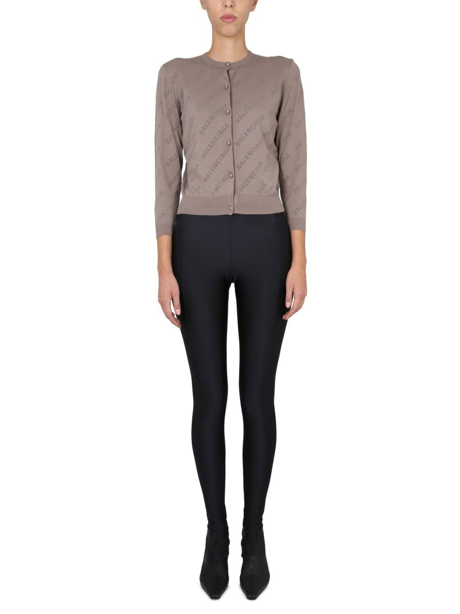 Balenciaga ALLOVER LOGO CROPPED CARDIGAN