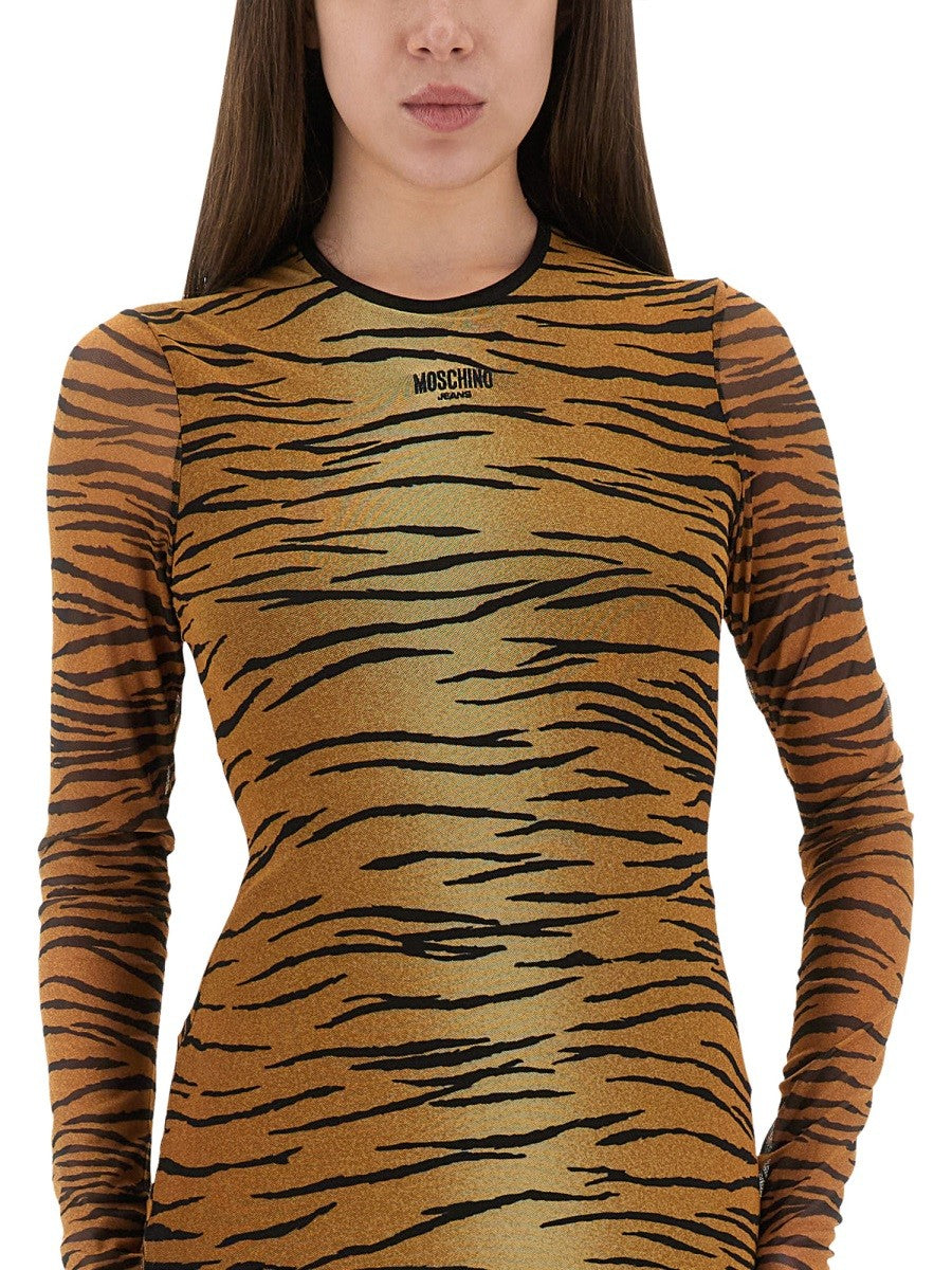 Moschino Jeans ROBE EN MESH À IMPRIMÉ ANIMAL