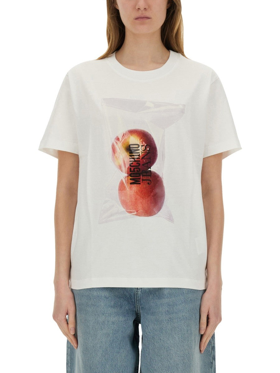 Moschino Jeans T-SHIRT MIT APFEL-PRINT