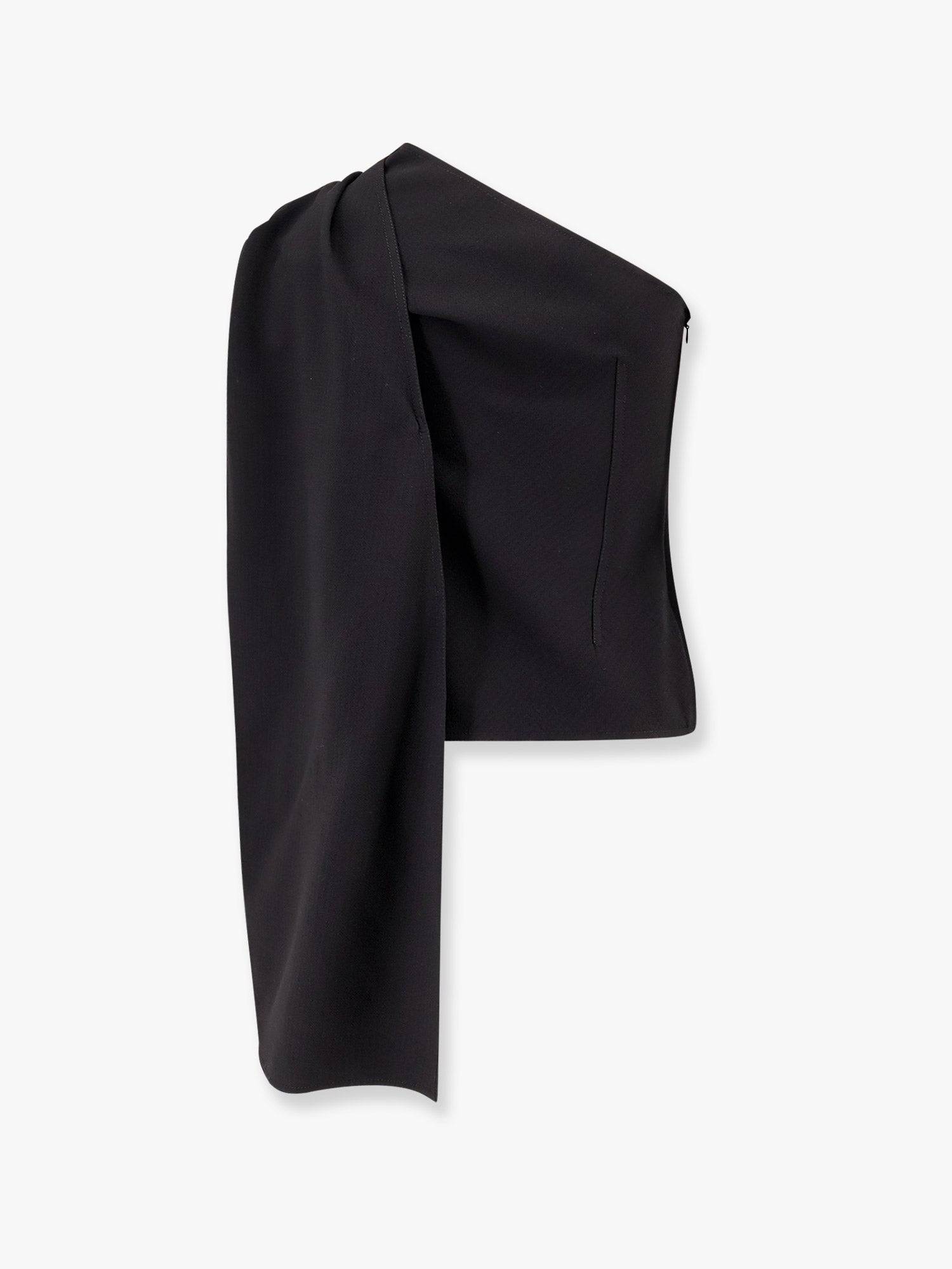 Bottega Veneta Asymmetric viscose and wool crêpe top