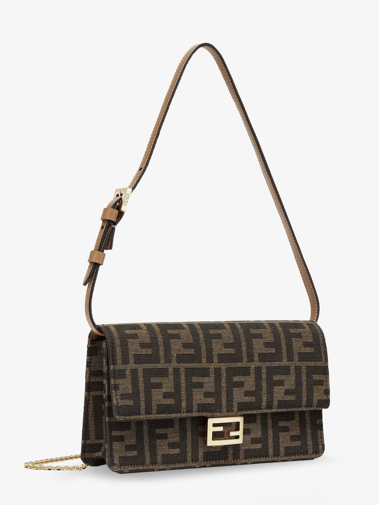 Fendi Baguette Wallet on Chain FF jacquard fabric shoulder bag