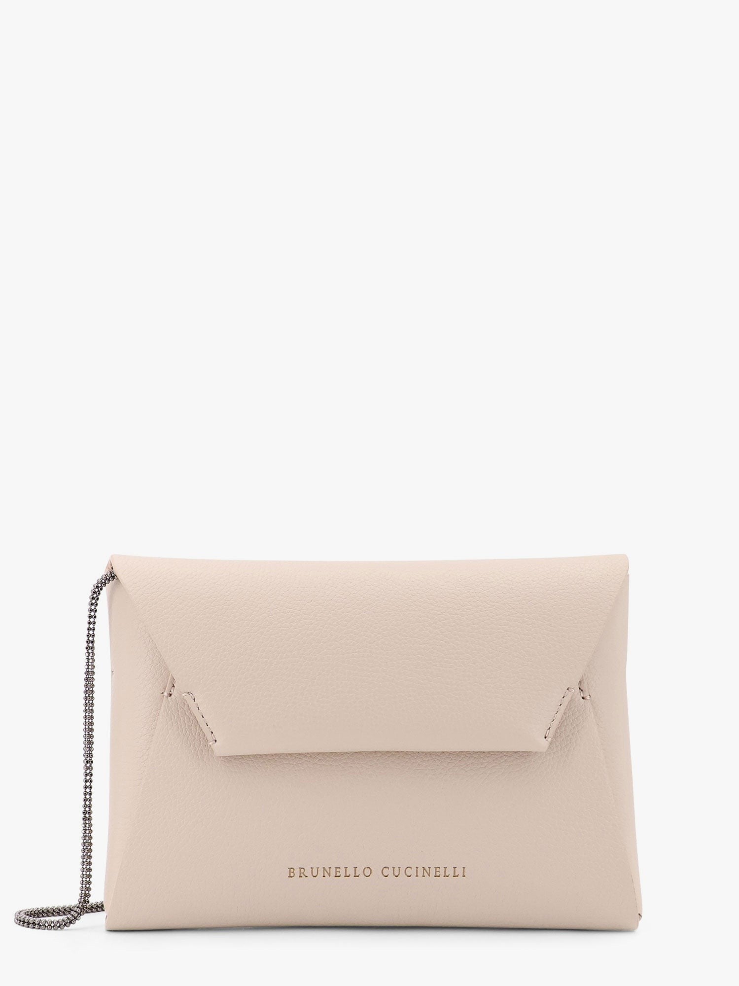 Brunello Cucinelli BC Duo leather clutch with Precious Chain