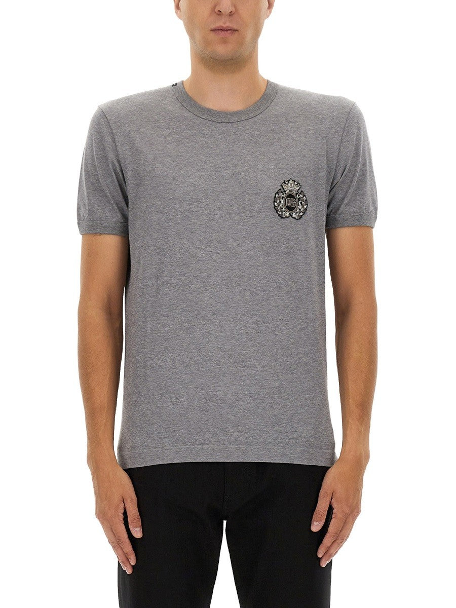Dolce & Gabbana "BEE AND CROWN" EMBROIDERED T-SHIRT