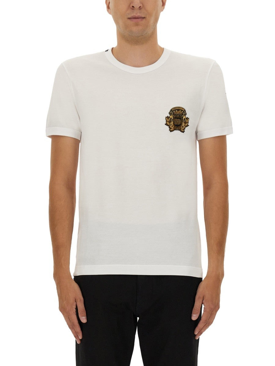 Dolce & Gabbana "BEE AND CROWN" EMBROIDERED T-SHIRT