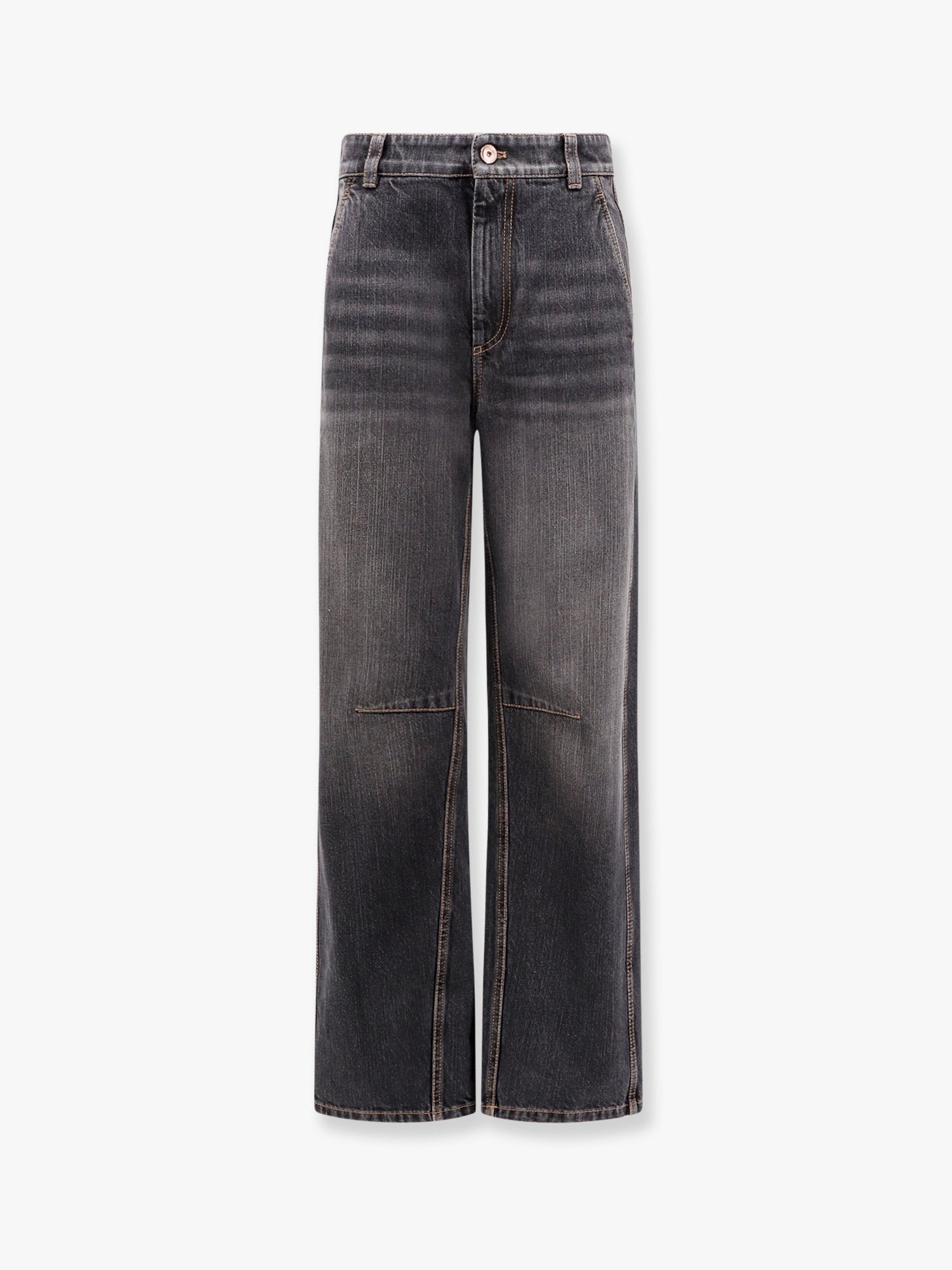 Brunello Cucinelli Μαύρο τζιν παντελόνι με δερμάτινη ετικέτα λογότυπου