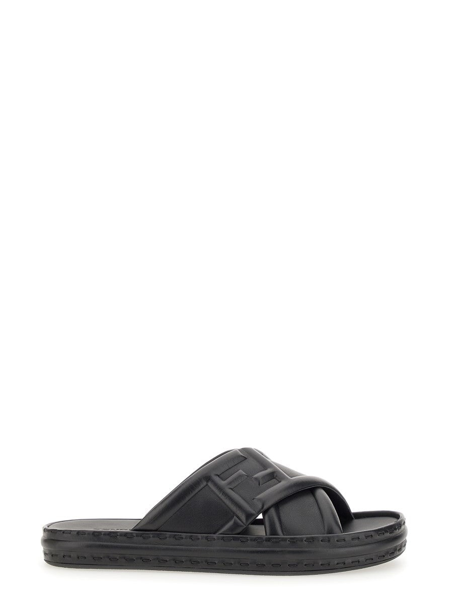 Fendi BLACK LEATHER SANDAL