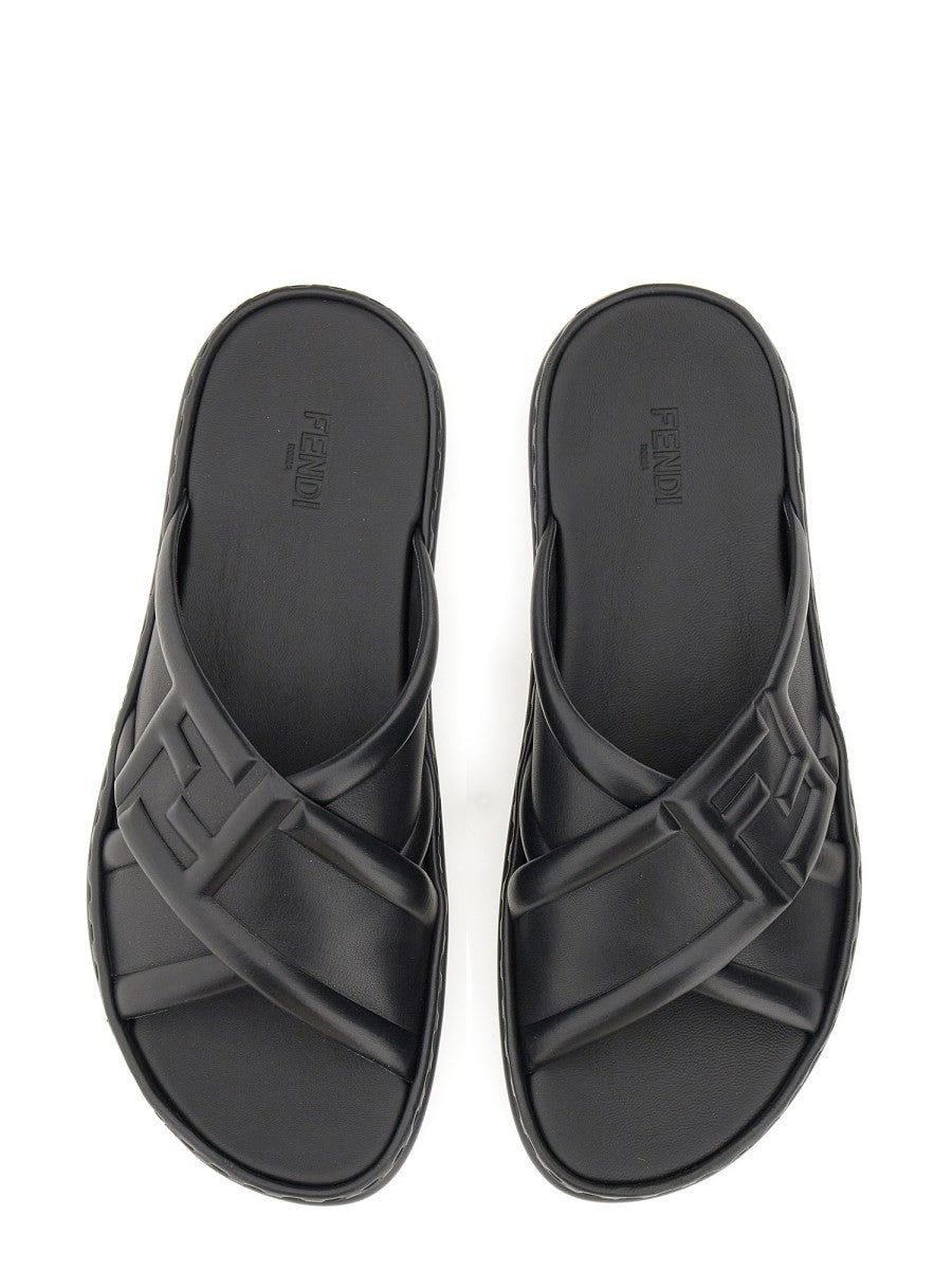 Fendi BLACK LEATHER SANDAL