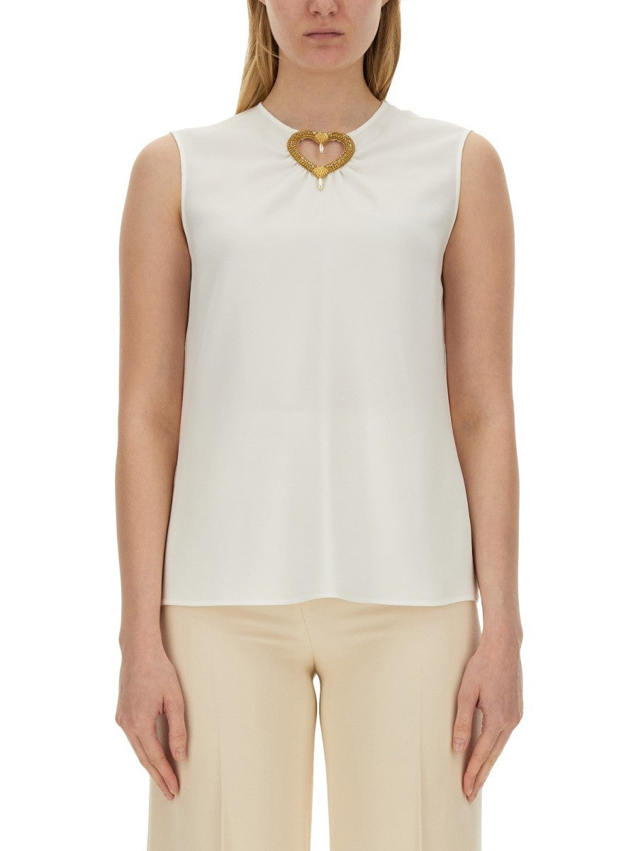 Moschino BLOUSE WITH HEART APPLIQUE