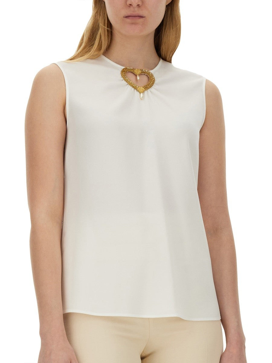Moschino BLOUSE WITH HEART APPLIQUE