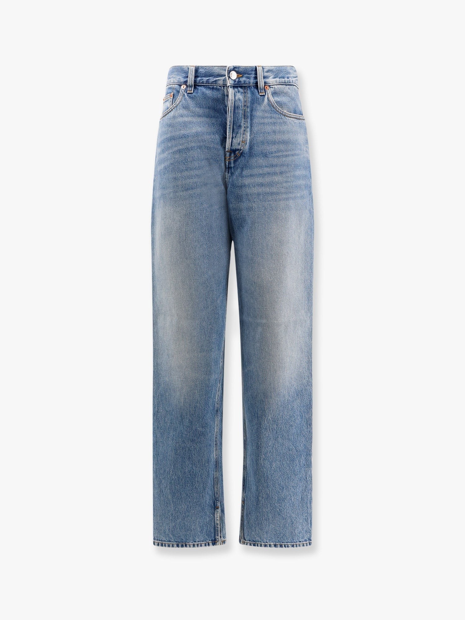 Gucci Boyfriend jeans avec étiquette Gucci Rosso Ancora