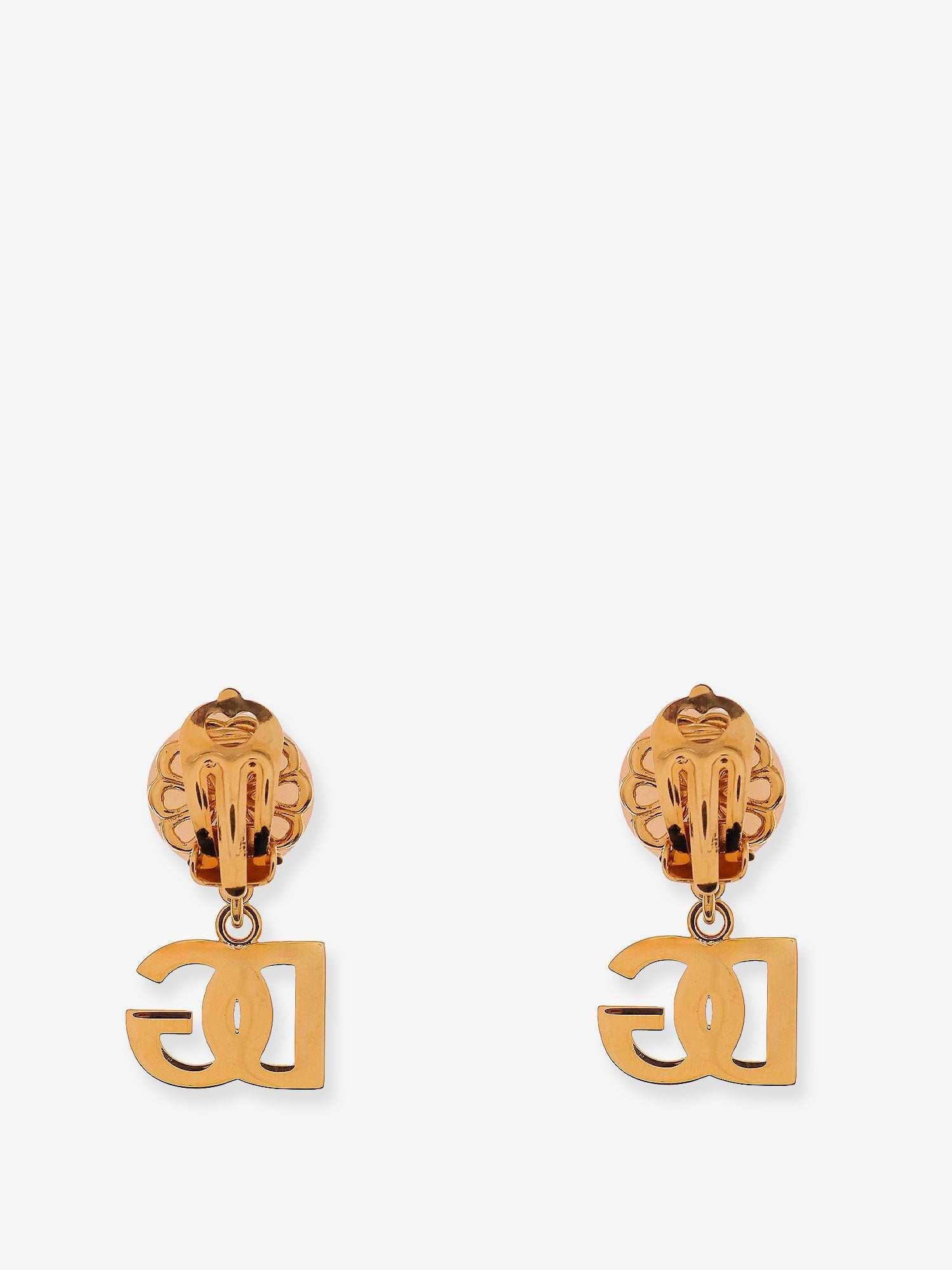 Dolce & Gabbana Mosazné náušnice s logem monogram a perlou