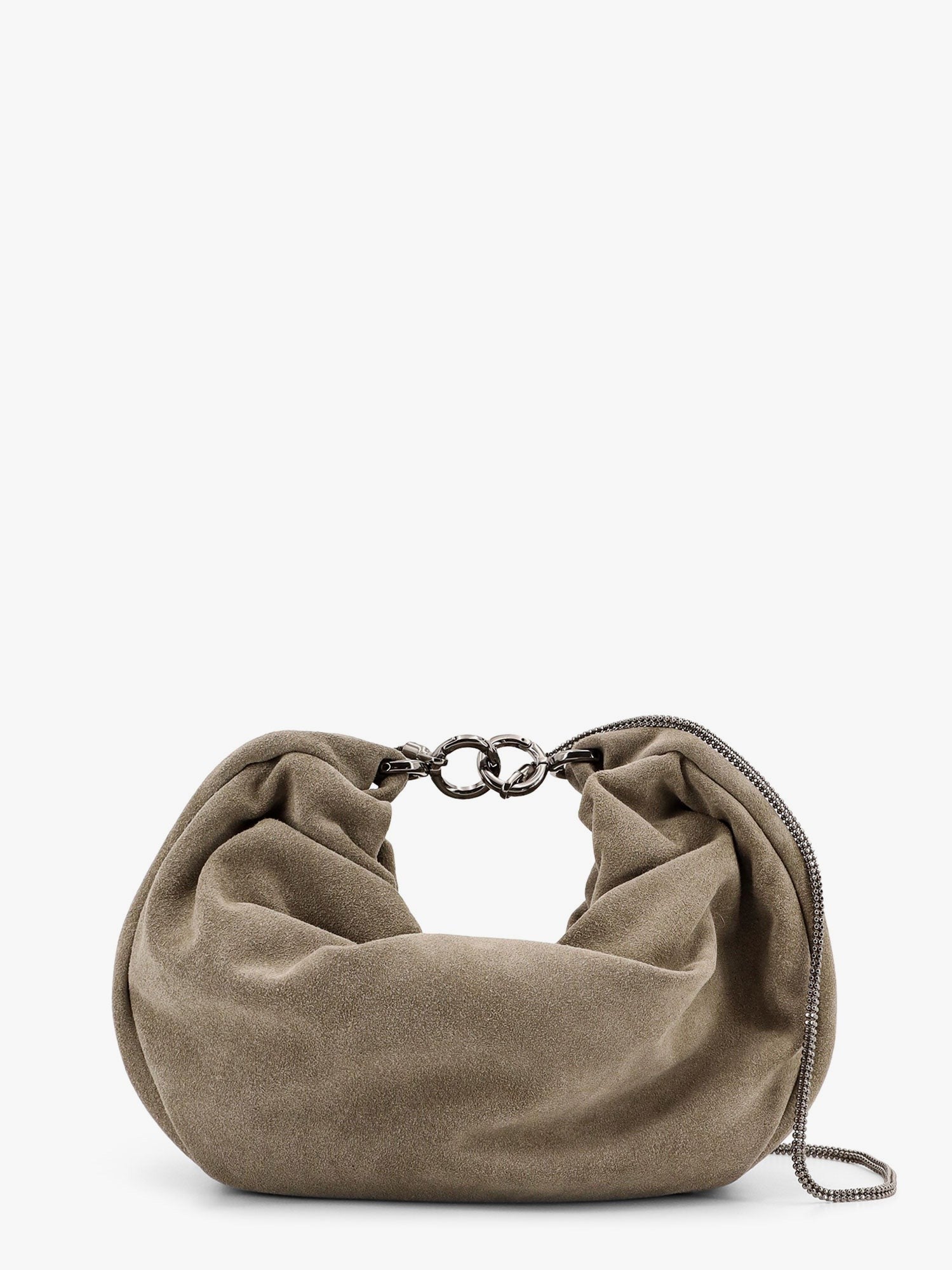 Brunello Cucinelli Brioche hobo τσάντα από σουέτ με πολύτιμη αλυσίδα