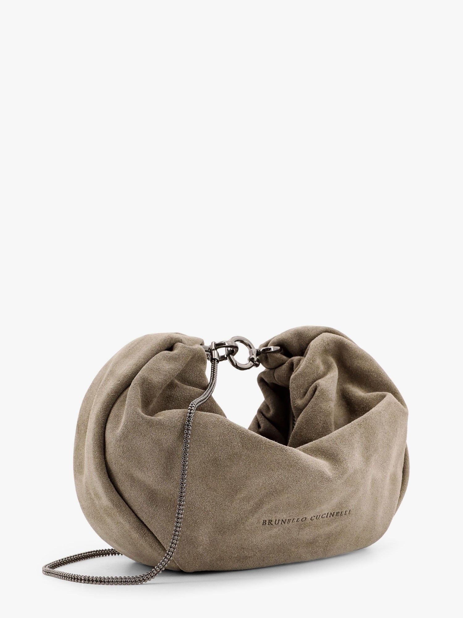 Brunello Cucinelli Brioche hobo τσάντα από σουέτ με πολύτιμη αλυσίδα